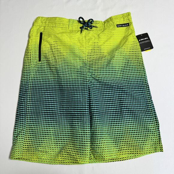 Body Glove Swimwear Trunks Shorts Built In Brief 50 UPF Boy's XL 18 Neon Yellow - Picture 1 of 8